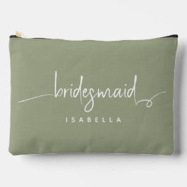 Modern Minimalistische Bridesmaid Script Sage Gree Zubehörtasche