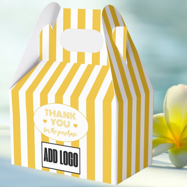 Modern Minimalistische gelbe Streifen - Firmenlogo Geschenkschachtel (Von Creator hochgeladen)