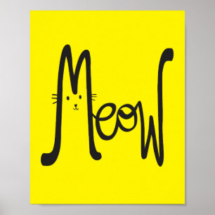 Modern-minimalistische gelbe und schwarze Katzenty Poster