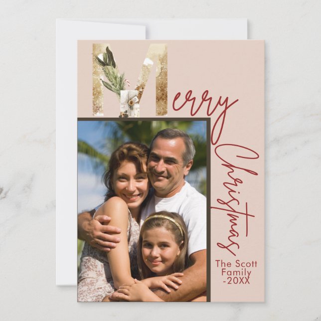 Modern Minimalistische Gold Foto Weihnachtskarte Einladung (Vorderseite)