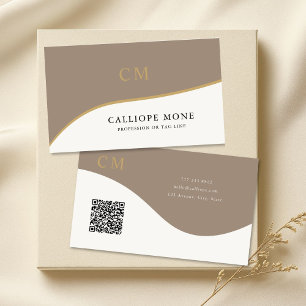 Modern-minimalistische goldene Wellenmonogramm pro Visitenkarte