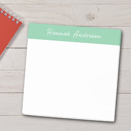 Modern Minimalistische grüne Monogramm - Vollname Post-it Klebezettel