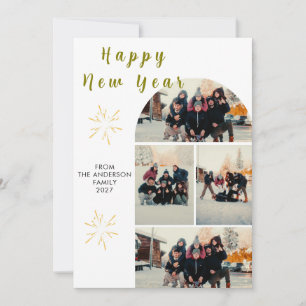 Modern-minimalistische Mehrfach-Foto-Bogen Happy N Feiertagskarte