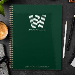 Modern Minimalistische Monogram Custom Green Planer