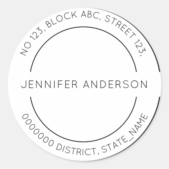 Modern Minimalistische Rücksendeadresse Runder Aufkleber (Vorderseite)