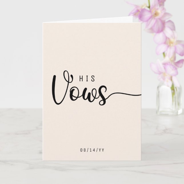 Modern Minimalistische seine Vows Wedws Vows Card Karte (Orchidee)