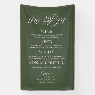 Modern-minimalistische "The Bar"-Hochzeitsmenü-Taf Banner