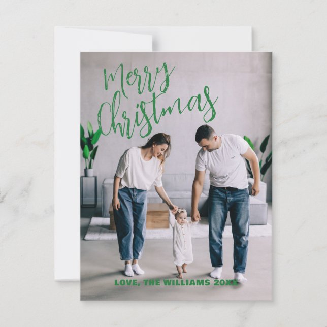 Modern Minimalistische Weihnachtsfamilienfotokarte Feiertagskarte (Vorderseite)