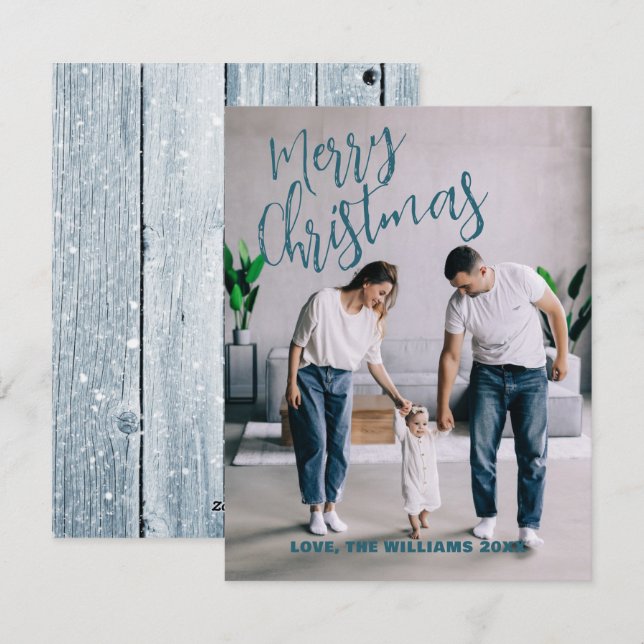 Modern Minimalistische Weihnachtsfamilienfotokarte Feiertagskarte (Vorne/Hinten)