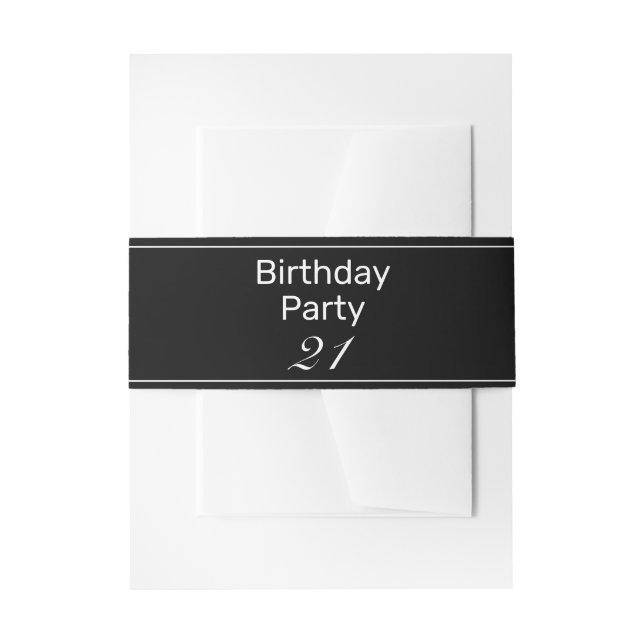 Modern Minimalistische White Black Birthday Party Einladungsbanderole (Vorderseite Beispiel)