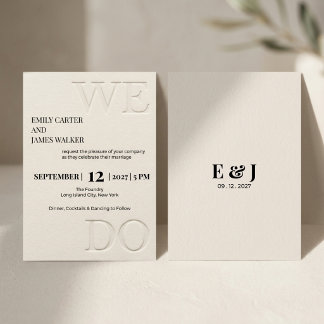 Modern-minimalistische "WIR HEIRATEN"-geprägte Hoc Einladung