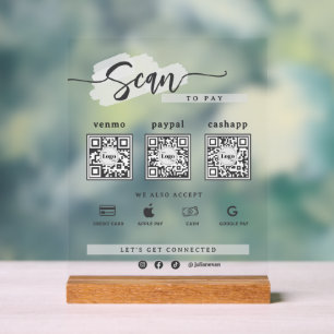 Modern minimalistischer 3-QR-Code zum Scannen und Acrylschild