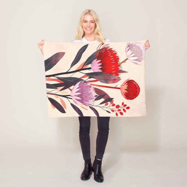 Modern minimalistischer Boho-Blumen-Botanik Fleecedecke (Beispiel)