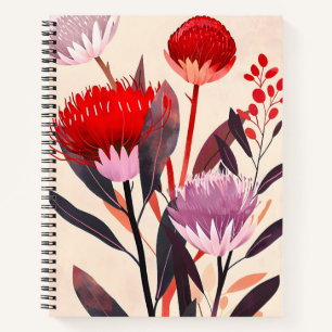 Modern minimalistischer Boho-Blumen-Botanik Notizbuch
