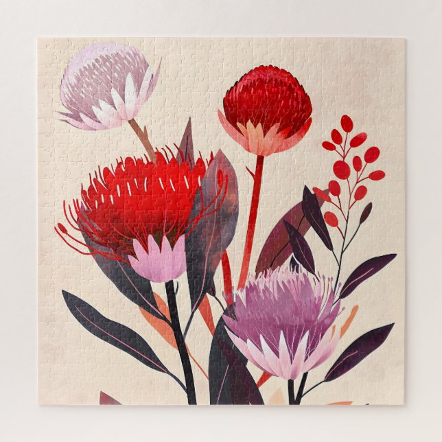 Modern minimalistischer Boho-Blumen-Botanik Puzzle (Vertikal)