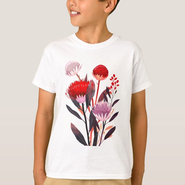 Modern minimalistischer Boho-Blumen-Botanik T-Shirt (Vorderseite)
