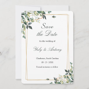 Modern minimalistischer grüner Eukalyptus Save The Date