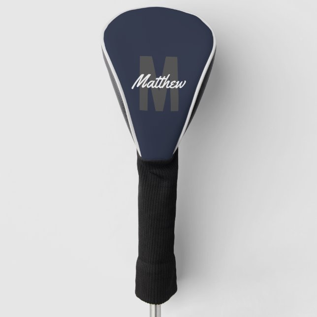 Modern Minimalistischer Monogrammname Golf Headcover (Vorderseite)