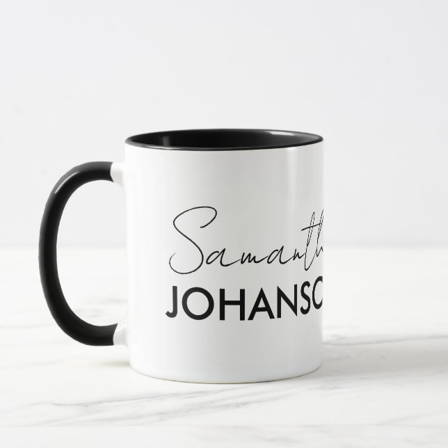 Modern Minimalistischer Name für Monogramm Tasse (Links)