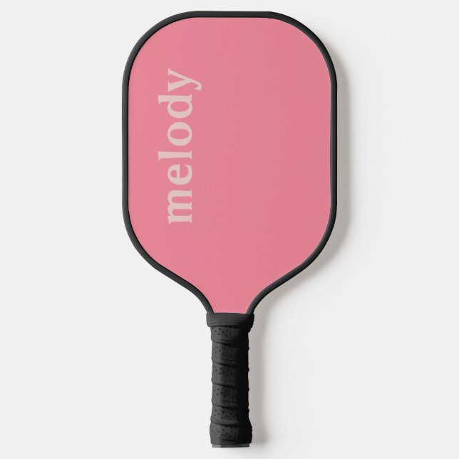 Modern minimalistischer rosa Name Pickleball Schläger (Vorderseite)