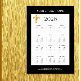 Modern minimalistischer Schwarz-Gold-Magnetkalende Magnetkarte