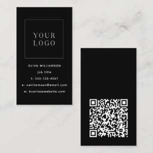 Modern minimalistischer schwarzer vertikaler Logo- Visitenkarte