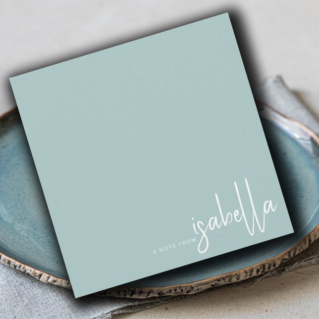 Modern Minimalistischer Skriptname Note from Blue  Mitteilungskarte (Von Creator hochgeladen)