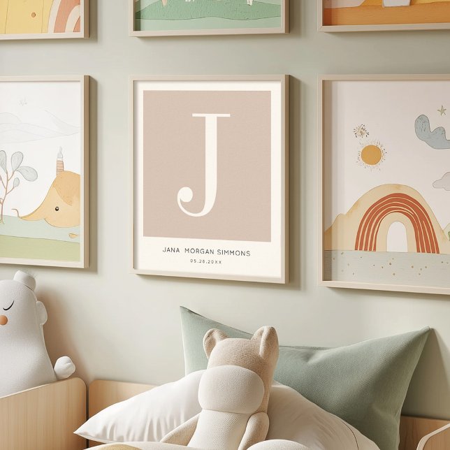 Modern Minimalistisches Baby Name Kinderzimmer Mon Poster (Von Creator hochgeladen)