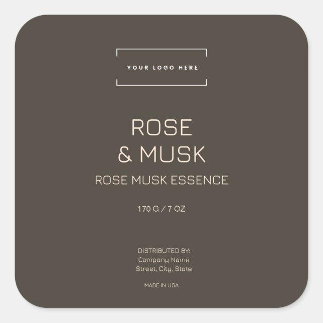 Modern Minimalistisches Candle Cosmetic Square Quadratischer Aufkleber (Vorderseite)