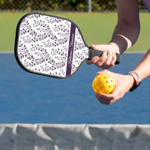 Modern minimalistisches dunkles Pflaumenweiß-Blume Pickleball Schläger