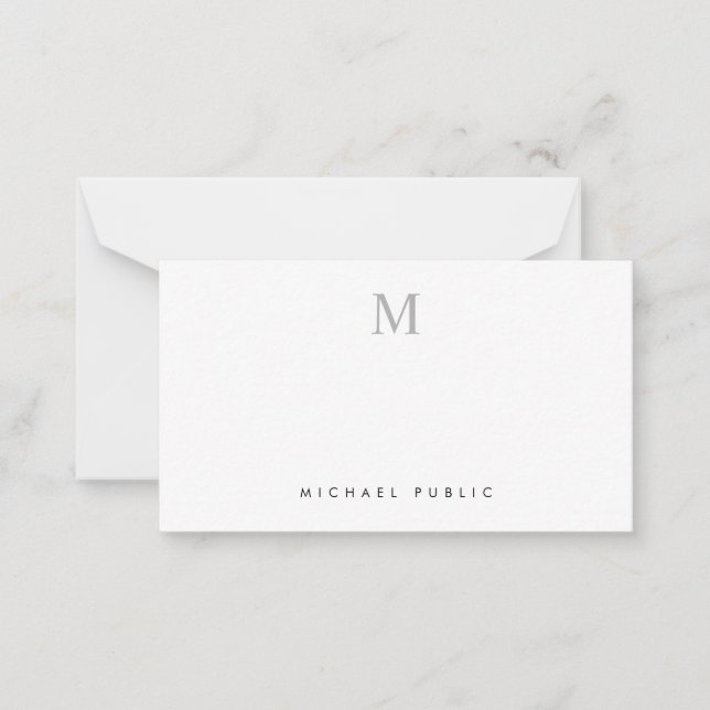 Modern Minimalistisches Elegant Initial Monogram Mitteilungskarte (Vorderseite)