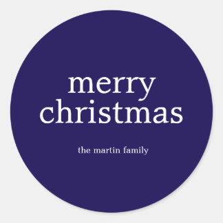 Modern minimalistisches frohes Weihnachten einfach Runder Aufkleber