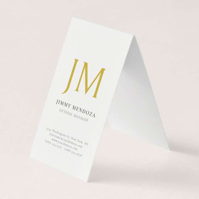 Modern minimalistisches goldenes Monogramm schlich Visitenkarten (Vorderseite)