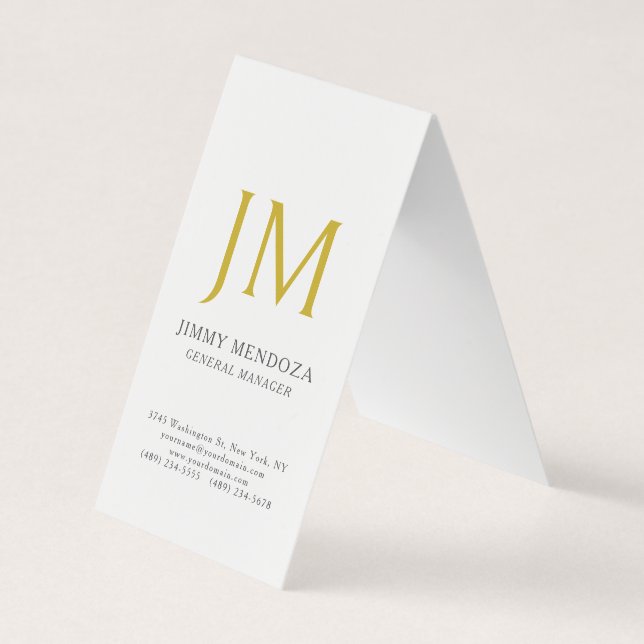 Modern minimalistisches goldenes Monogramm schlich Visitenkarten (Vorderseite)