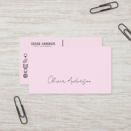 Modern minimalistisches, hellrosa Kontaktlogo Visitenkarte