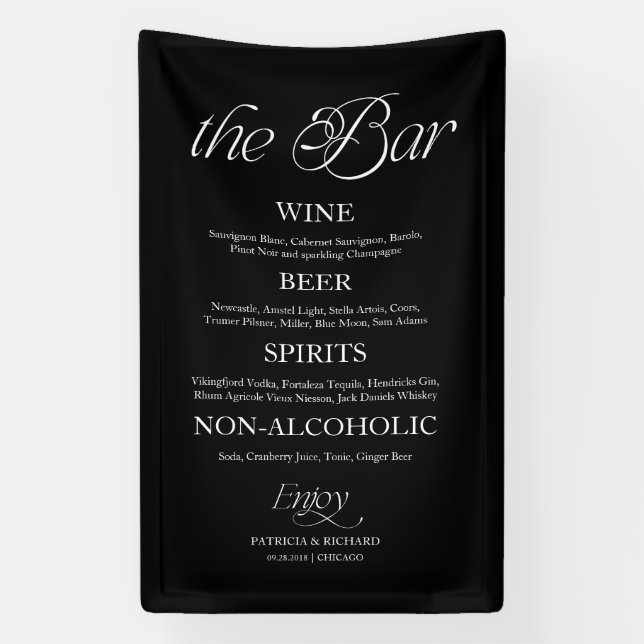 Modern minimalistisches Hochzeitsmenü-Schild "The  Banner (Vertikal)