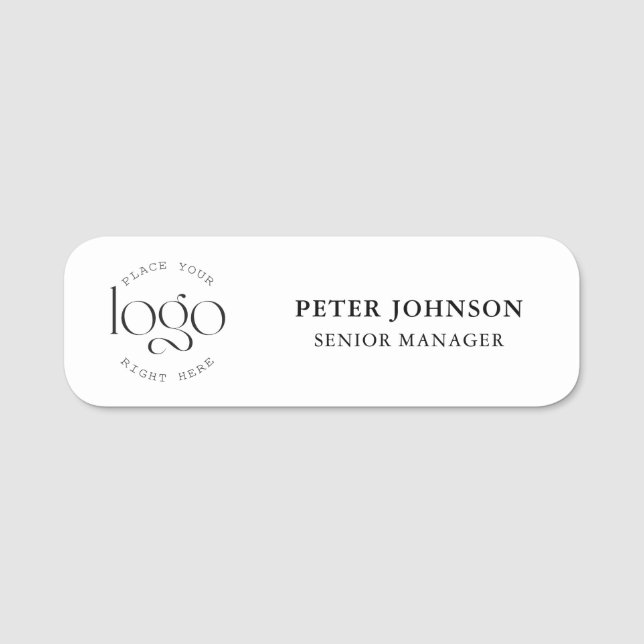 Modern Minimalistisches Logo in Schwarz und Weiß Namensschild (Vorderseite)