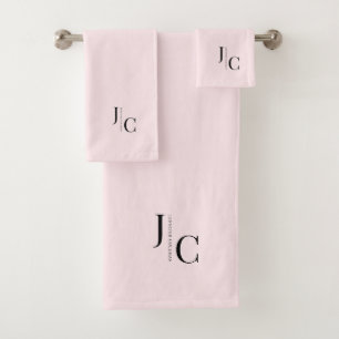 Modern Minimalistisches Logo Monogram Einfach rot Badhandtuch Set