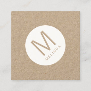 Modern Minimalistisches Mongram Kraft Paper Quadratische Visitenkarte