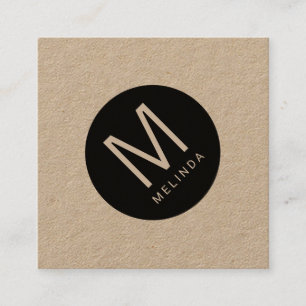 Modern Minimalistisches Mongram Kraft Paper Quadratische Visitenkarte