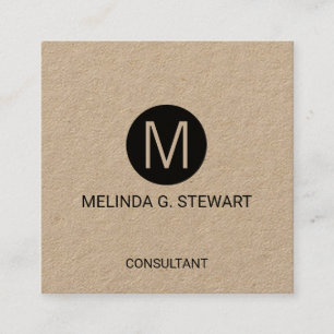 Modern Minimalistisches Mongram Kraft Paper Quadratische Visitenkarte