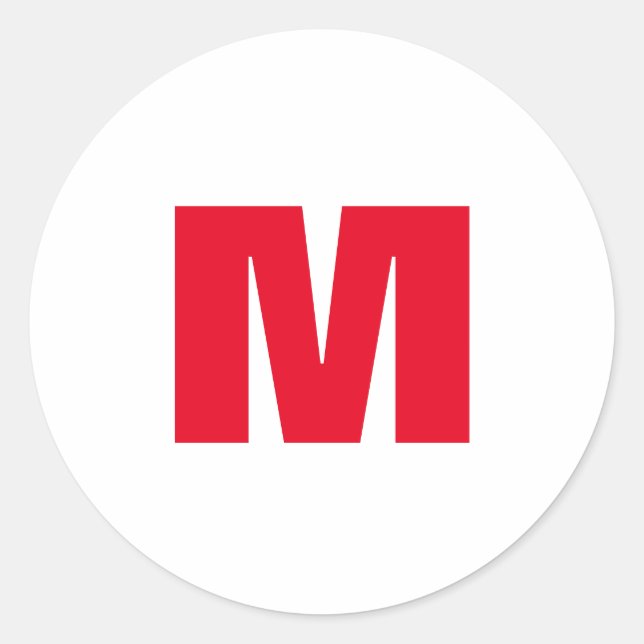 Modern Minimalistisches Monogramm Runder Aufkleber (Vorderseite)