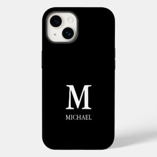 Modern minimalistisches Monogramm Schwarz und Weiß iPhone 14 Hülle