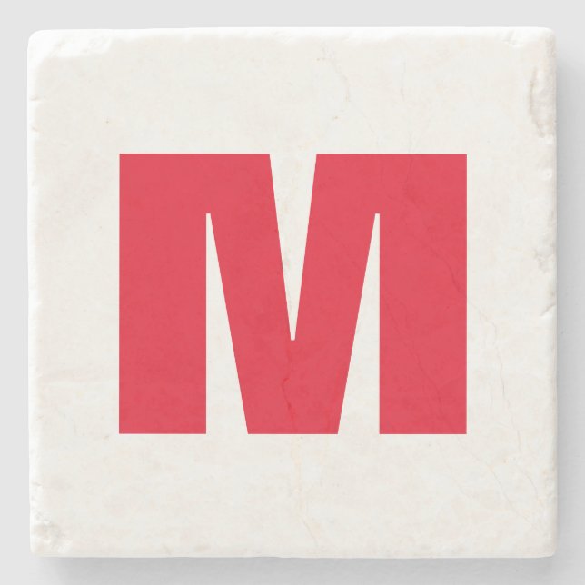 Modern Minimalistisches Monogramm Steinuntersetzer (Vorderseite)