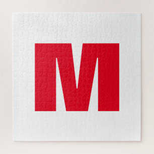 Modern minimalistisches Monogramm Weiß Rot Puzzle