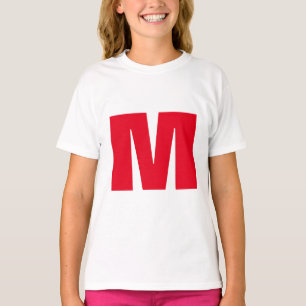 Modern minimalistisches Monogramm Weiß Rot T-Shirt