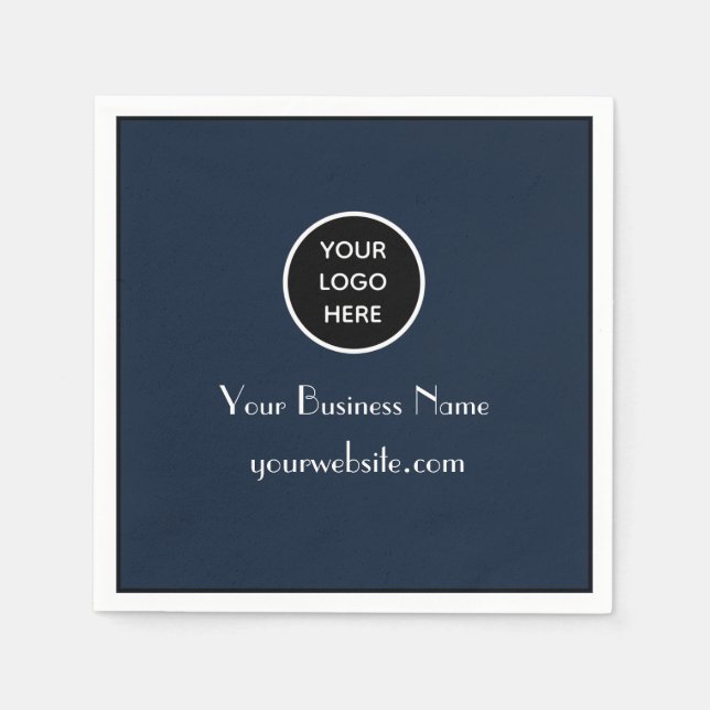 Modern Minimalistisches Navy Blue Business Logo Mo Serviette (Vorderseite)