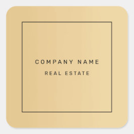 Modern Minimalistisches Real Anwesen Golden Quadratischer Aufkleber