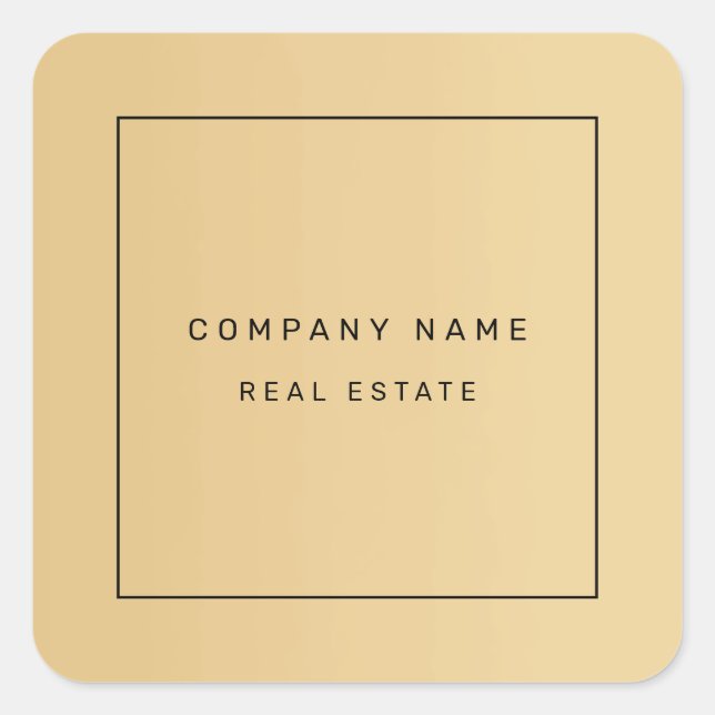Modern Minimalistisches Real Anwesen Golden Quadratischer Aufkleber (Vorderseite)