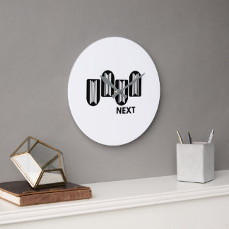 Modern minimalistisches Schwarz-Weiß-Abstrakt Geom Große Wanduhr